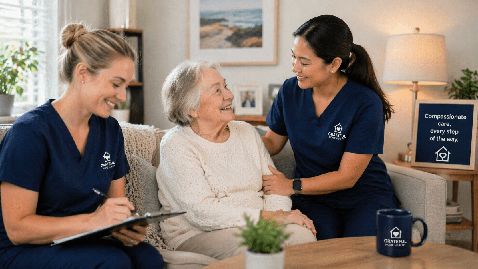 Home health care professional providing services